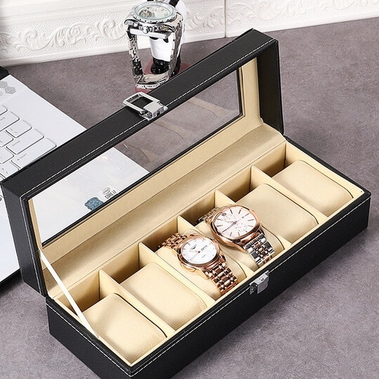 Watch Box Wrist Watches Storage Box Display Storage Organizer Leather ...