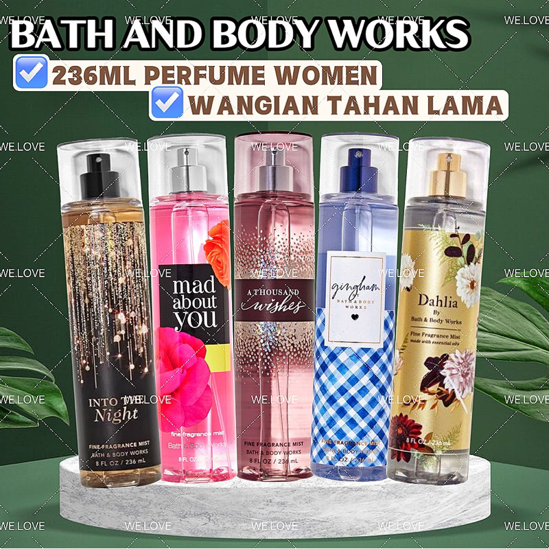 236ML Bath And Body Works Body Mist Women Fragrance Mist Minyak Wangi