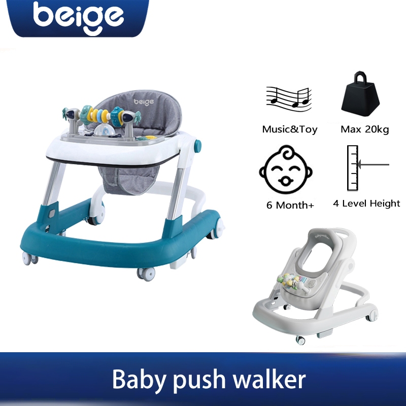 Beige baby push walker Antirollover antiOlegs can sit baby starting