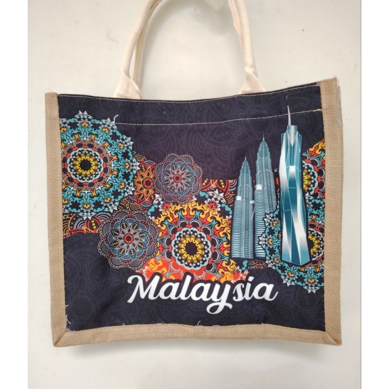 jute bag tote bag klcc bag bag twin tower canvas bag tote bag souvenir Shopee Malaysia