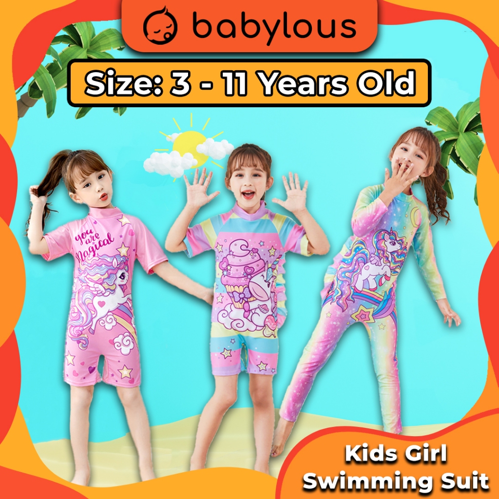 Baju Renang Budak Perempuan Kids Girl Swimming Suit One Piece Swim Suit