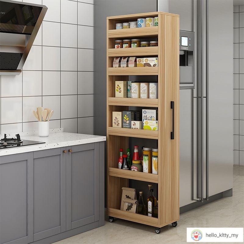 Space saving narrow crack storage cabinet kitchen refrigerator shelf ...