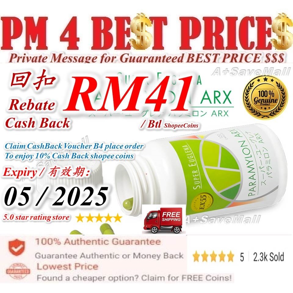 10 CashBack SUPER EUGLENA PARAMYLON ARX Naturally Plus (100 Original