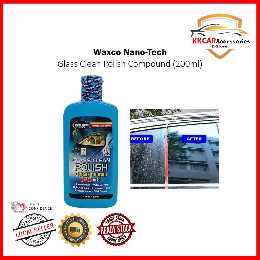 WAXCO Auto Care Glass Clean Polish Compound Windshield Windscreen 200ml Remove Oil Acid Rain