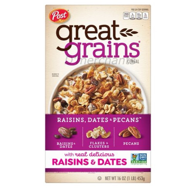 Post Great Grains Selects Cereal Raisins, Dates and Pecans Breakfast