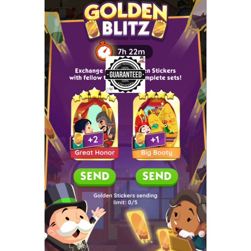 Great Honor & Big Booty | ⭐GOLDEN BLITZ⭐ | Monopoly Go Sticker! 4/5