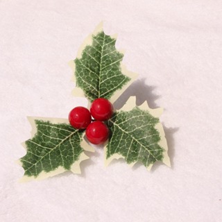 Christmas Artificial Holly Berry Green Leaves Ornaments Gold Red