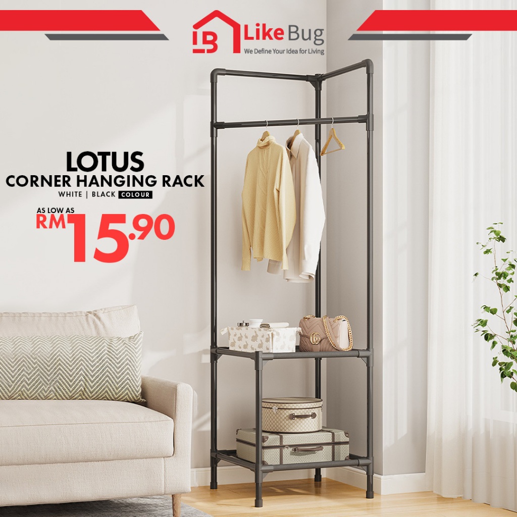 ⚡️LIKE BUG⚡️Lotus Storage Rack Corner Coat Rack Drying Rack/ Rak Sudut ...