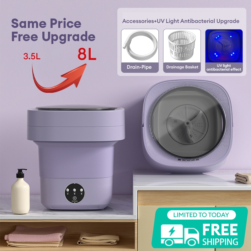 Folding Mini Washing Machine 3 Pin Plug Small Clothes Folding Cleaning
