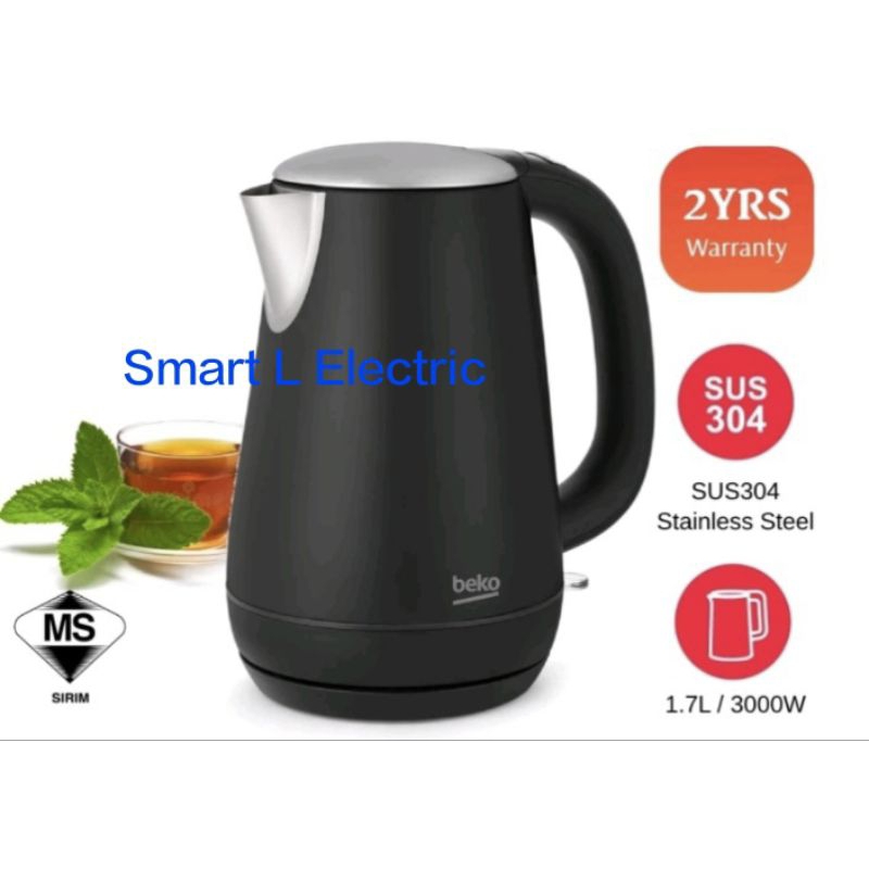 (Offer!!!) Beko 1.7L Cordless Electric Kettle (Matt Black 3000W