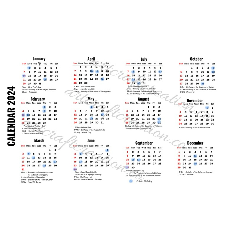 CALENDAR 2024 MALAYSIA | KALANDER 2024 (PDF FORMAT) DIGITAL CALENDAR ...