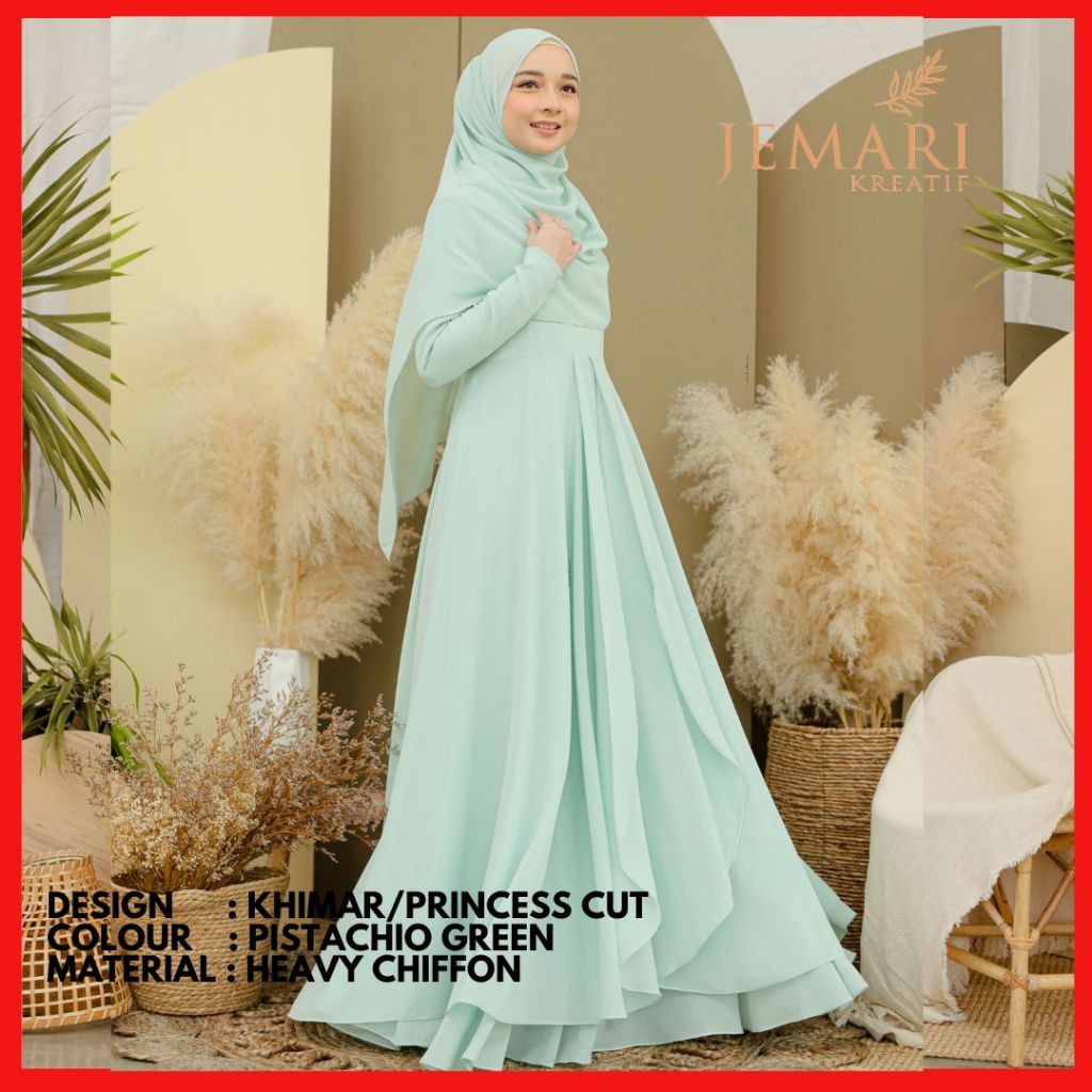 Miella Dress Pistachio Green Princess Cut Dress Baju Bertunang Baju Nikah Khimar Dress Kembang Baju Dinner Shopee Malaysia