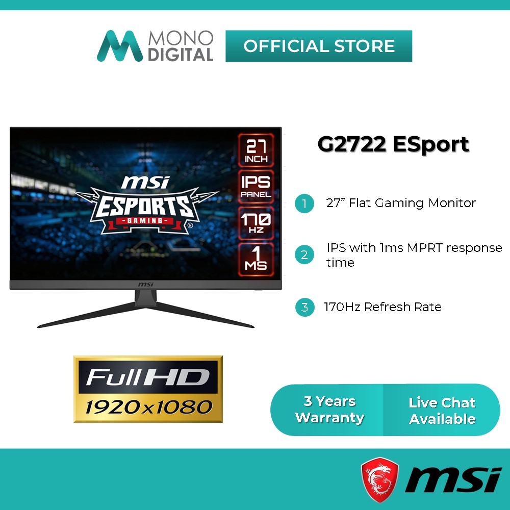 MSI Optix G27 /G2722 / G273 FHD Full HD 27" Gaming Monitor (27"/1920x1080/170Hz/IPS Panel/1ms