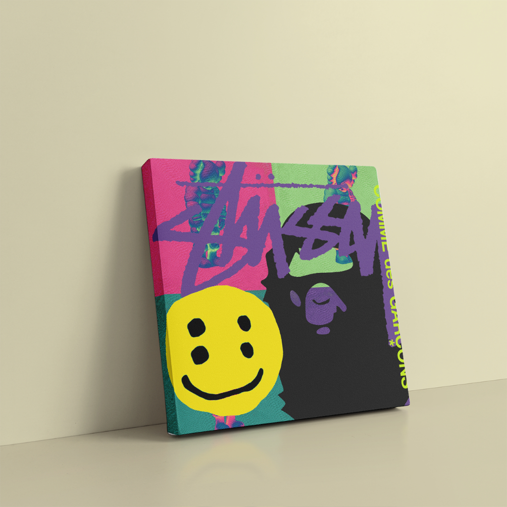 BOOTLEG STUSSY BAPE CDG CPFM ART WALL DECOR STREETWEAR HYPEBEAST CANVAS ...