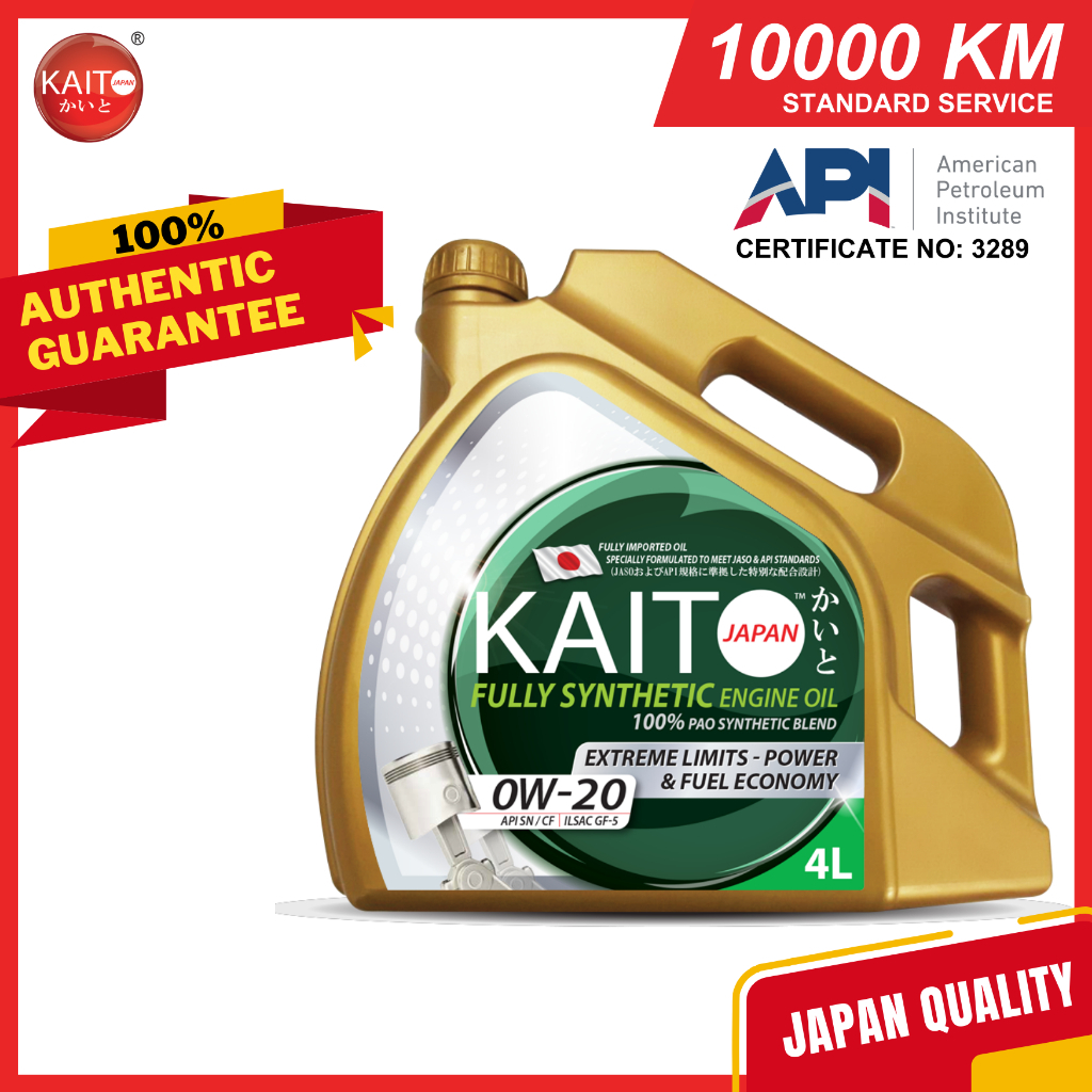 Kaito Japan 0W20 Fully Synthetic Engine Oil 100% PAO Synthetic Based 4 ...