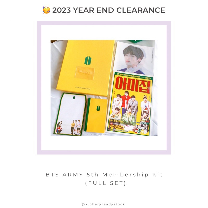 LIMITED 已绝版】BTS ARMY 5TH MEMBERSHIP KIT 防弹少年团5期会员礼(FULL SET) (RM / JIN /  SUGA / J HOPE / JIMIN / V / JUNGKOOK) | Shopee Malaysia