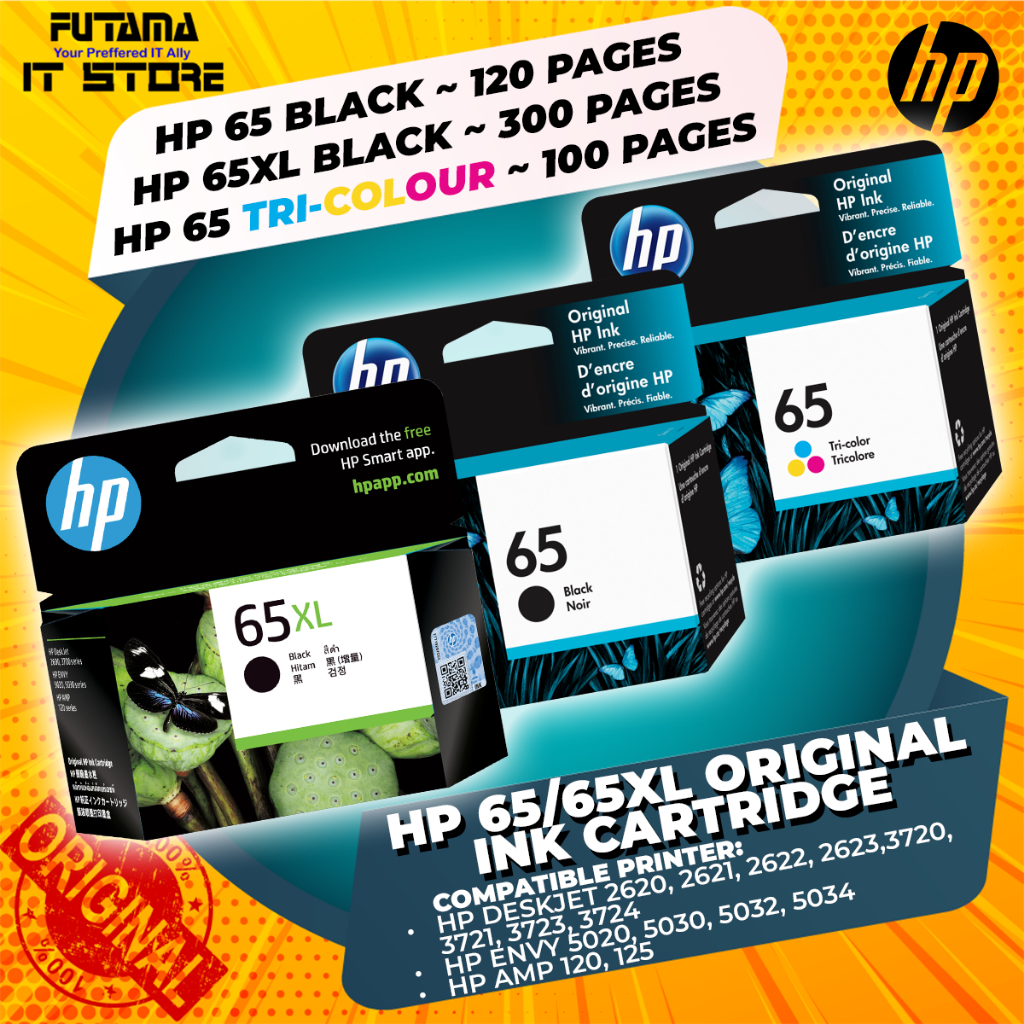 HP 65/65XL Black/Tri-Color Original Ink Cartridge - Vibrant, Precise ...