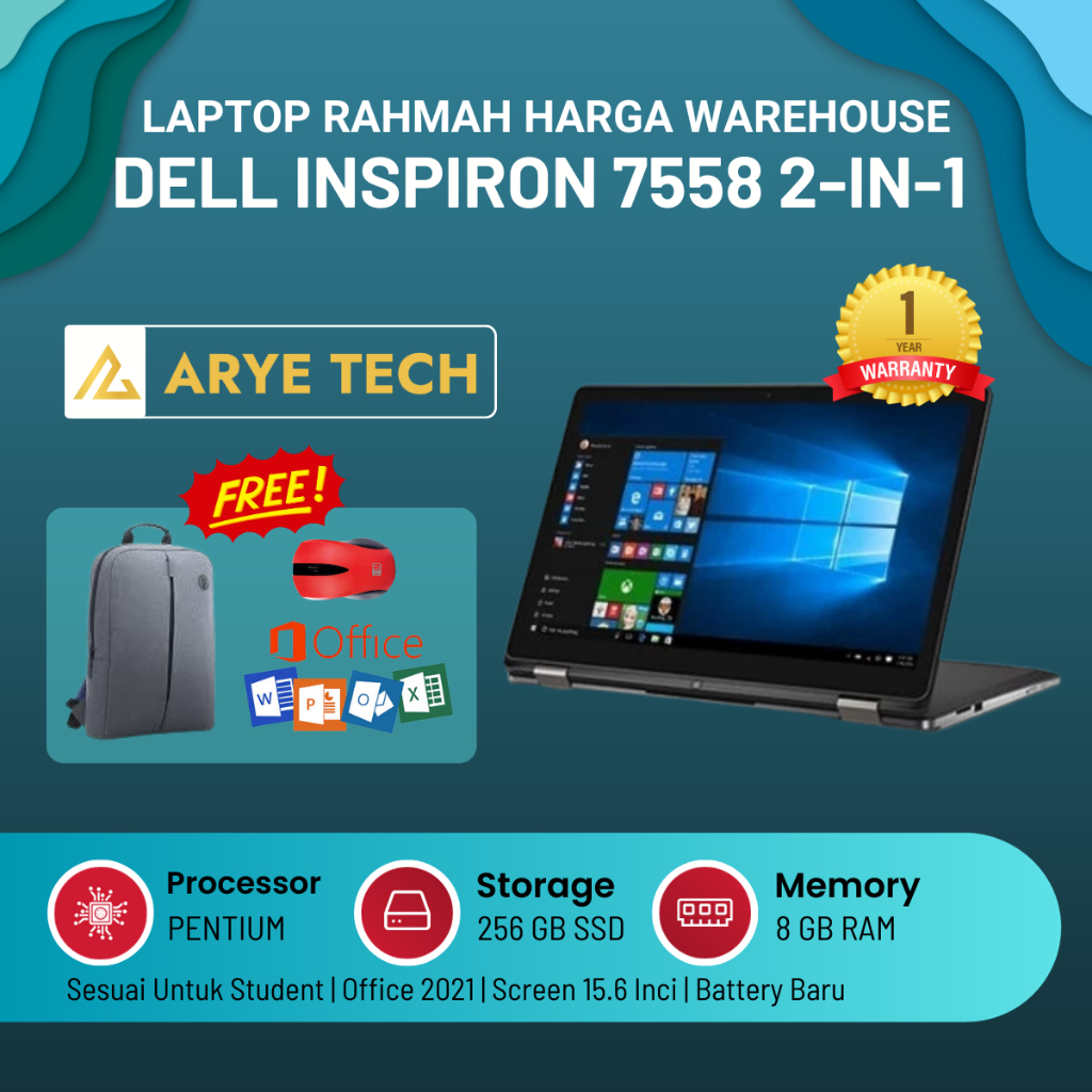 Laptop Dell Inspiron 7558 2in1 Intel Petium 8GB RAM 256GB SSD
