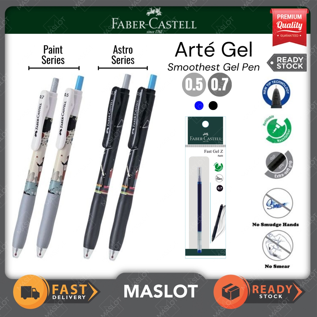 New Faber-Castell Click X7 Ball Pen,True Gel 0.7mm Gel Pen Mixed (5+5: 10  Blue)
