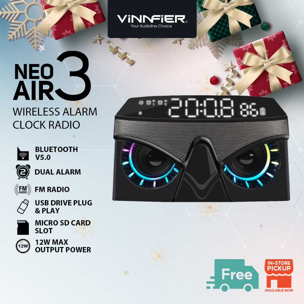 Vinnfier Neo Air 3 Wireless Portable Bluetooth Speaker with Alarm Clock