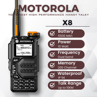 Walkie Talkie Motorola 10 Watt High Jarak Jauh Power Woki Toki UHF Heavy  Duty