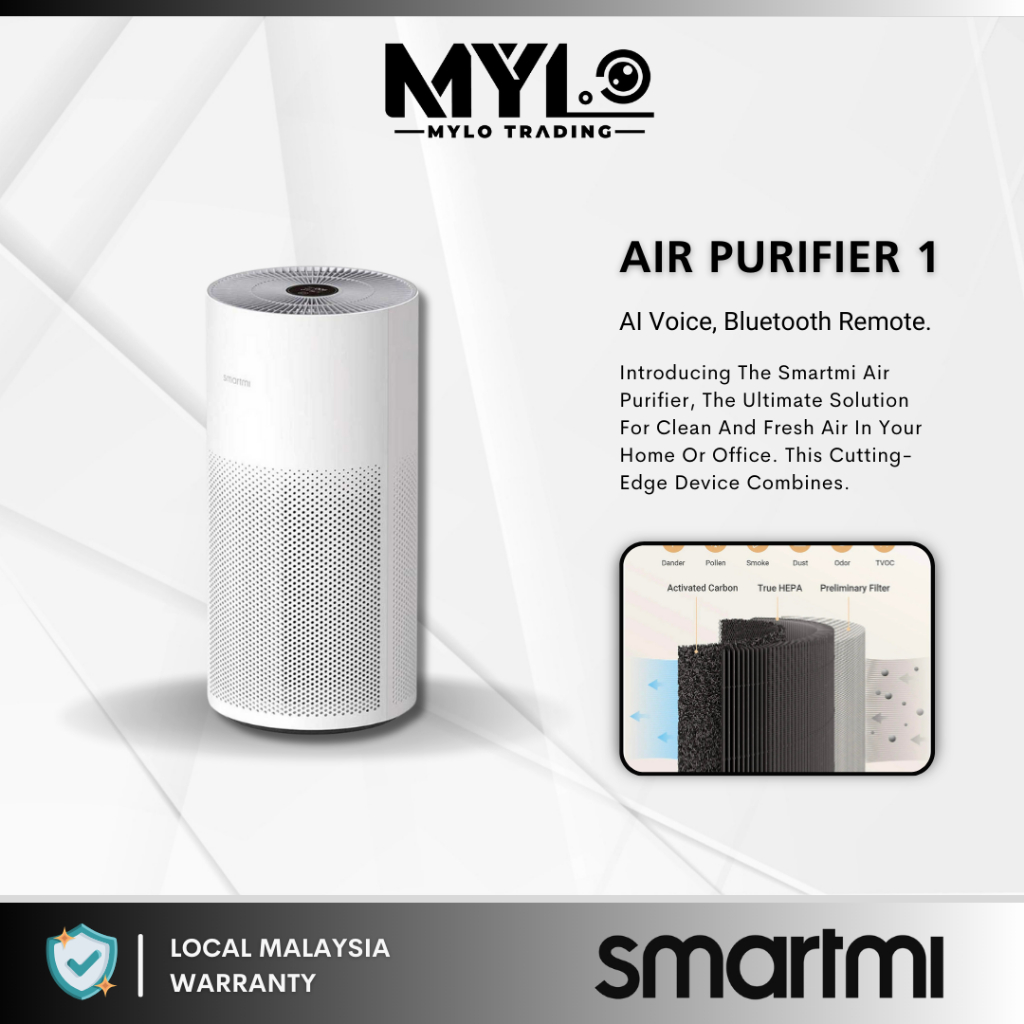 Xiaomi SmartMi Air Purifier Smartmi air purifier 2 400m h PM CADR Removes 99 of Bacteria Viruses Low Noise Shopee Malaysia