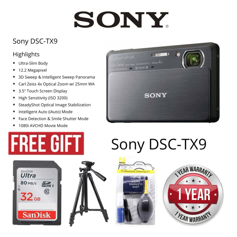 Sony outlet Cyber-shot DSC-TX9 3D Panorama Digital Camera full hd movie TESTED EUC.