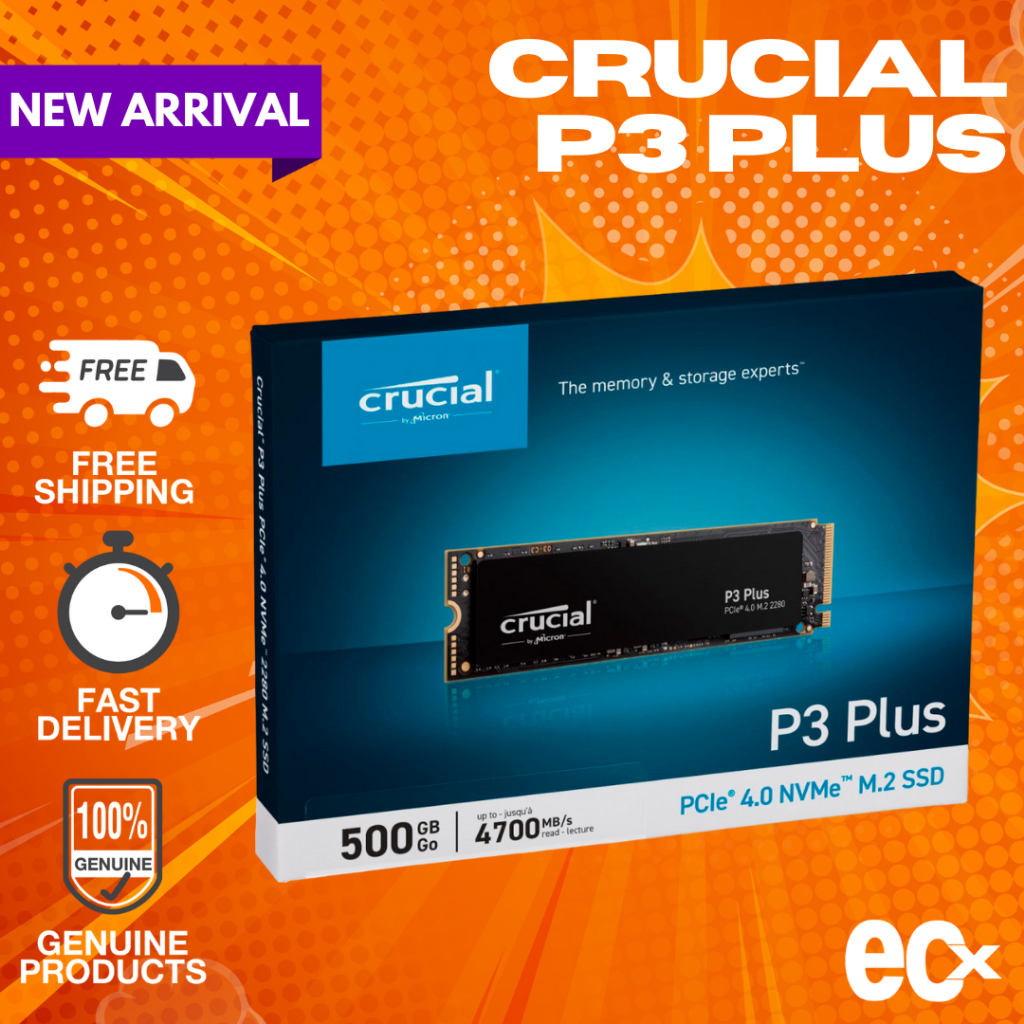【Ready Stock】Crucial P3 Plus NVMe PCIe Gen 4.0 M.2 2280 Internal SSD