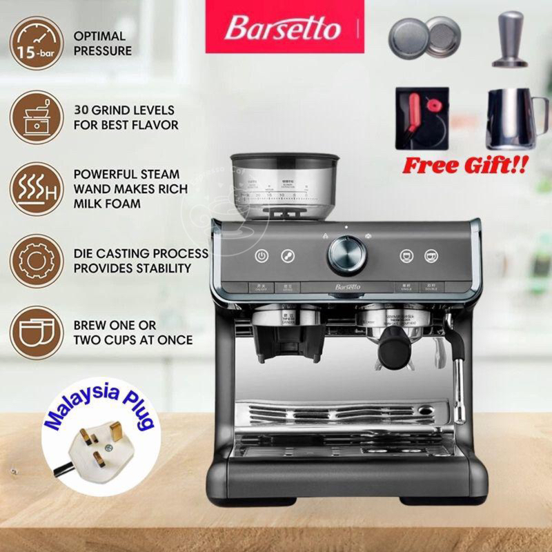 Barsetto BAE01 Espresso Coffee Machine With Electric Grinder Coffee