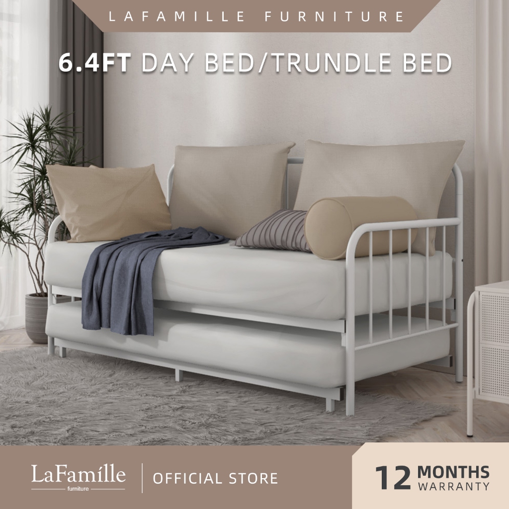 KitchenZ 6.4FT Day Bed / Pull Out Trundle Bed Frame Katil Besi Powder ...