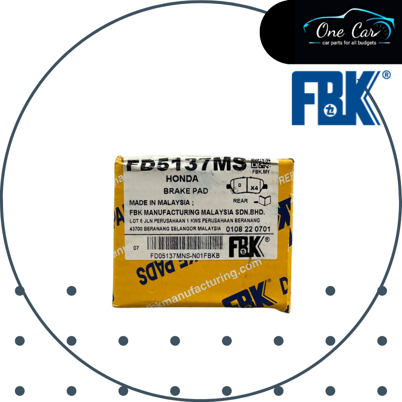 FBK Brake Pad Honda Stream RN6 SMA ,Odyssey RB1/RB3 (REAR) FD5137