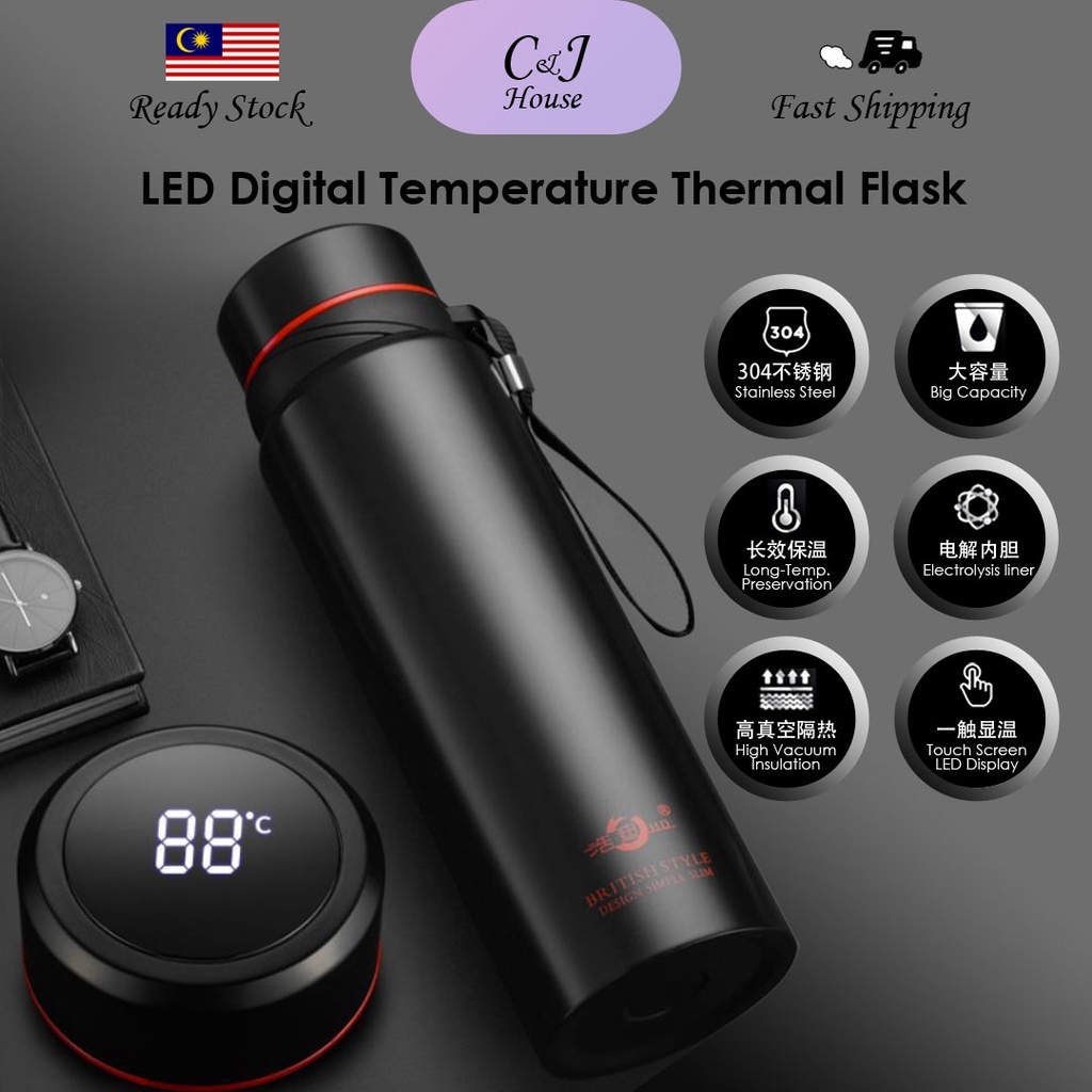 LED Temperature Display Thermal Flask Stainless Steel | Vacuum Thermos ...