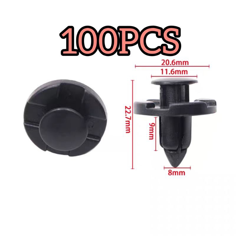 100Pc Car Clip Rivet Bumper Fender Fastener Retainer Klip Kereta Myvi Viva Axia Fender Under