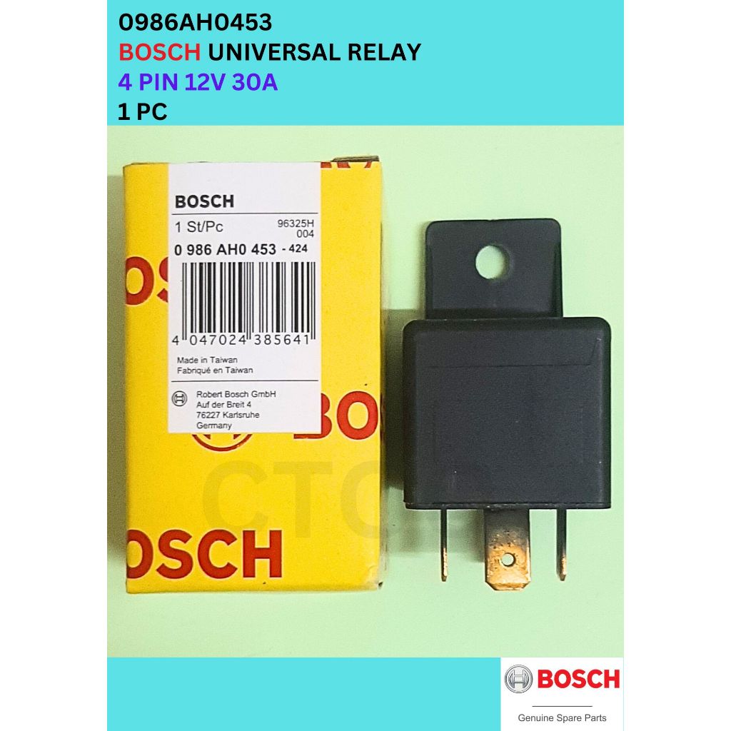 100 GENUINE BOSCH Universal Automotive Relay 12V 30A 4 Pin Mini Relay