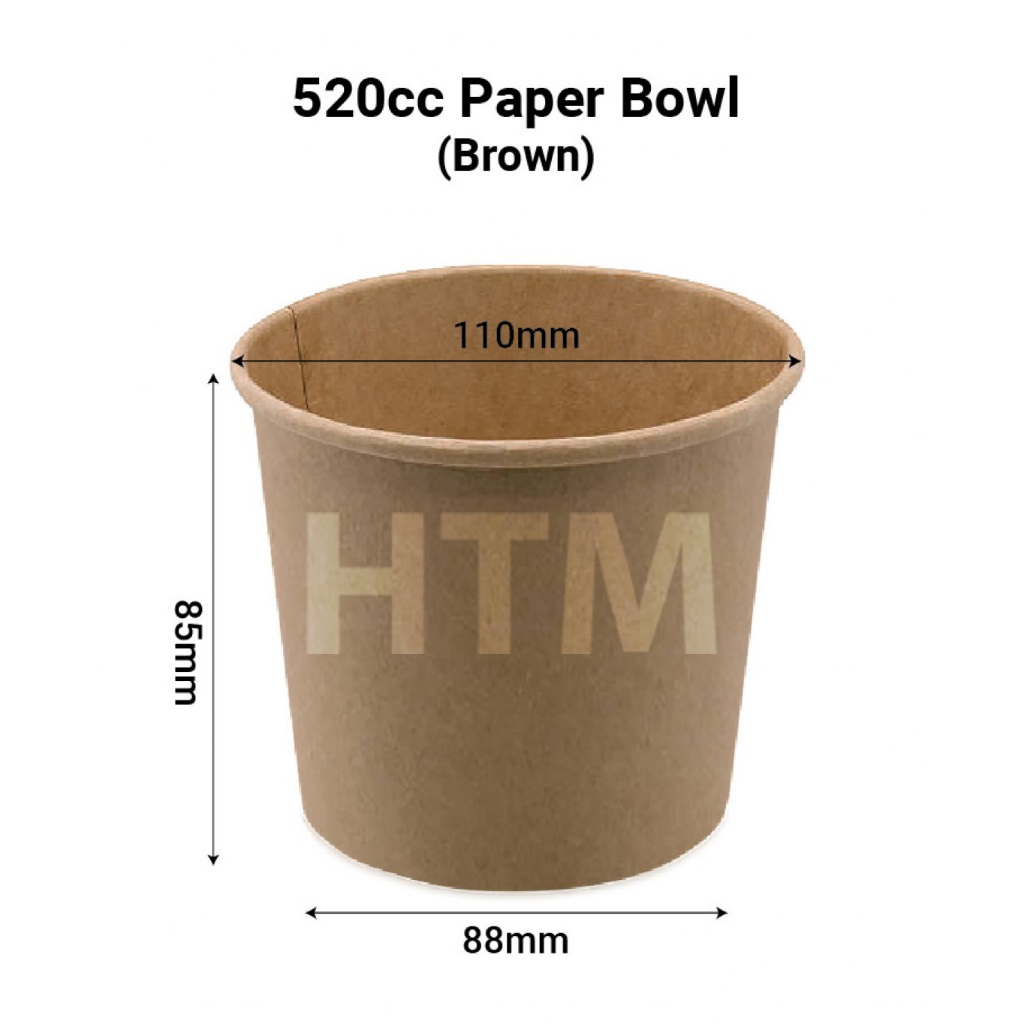 390cc, 520cc, 850cc, 1000cc Disposable Craft Paper Bowl WITH LID- Brown ...