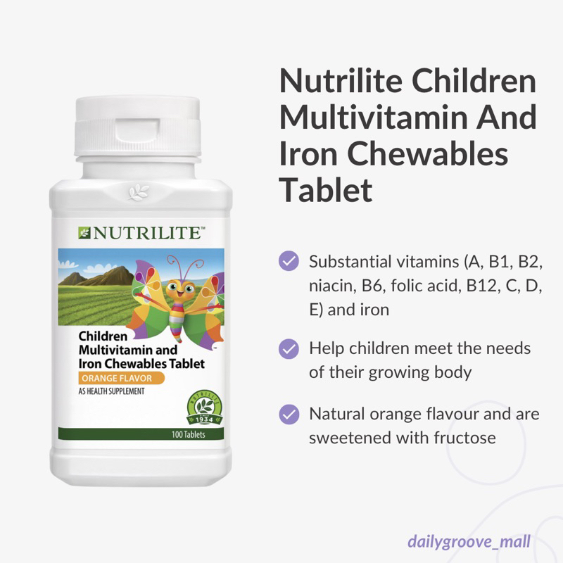 Nutrilite Children Multivitamin And Iron Chewables Tablet 100 Tab