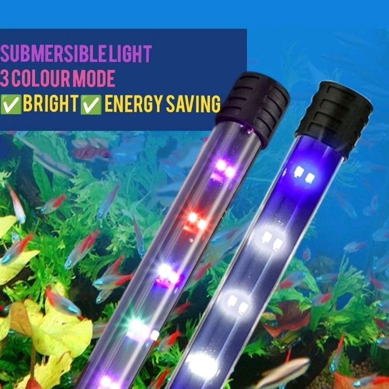 Ready Stock 3 Colour Mode LED Waterproof Aquarium Fish Tank Light