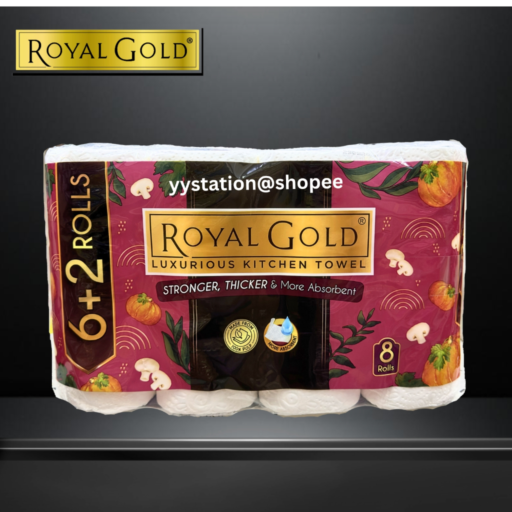 Royal Gold Luxurious Kitchen Towel 2+6 Roll 50's | Shopee Malaysia