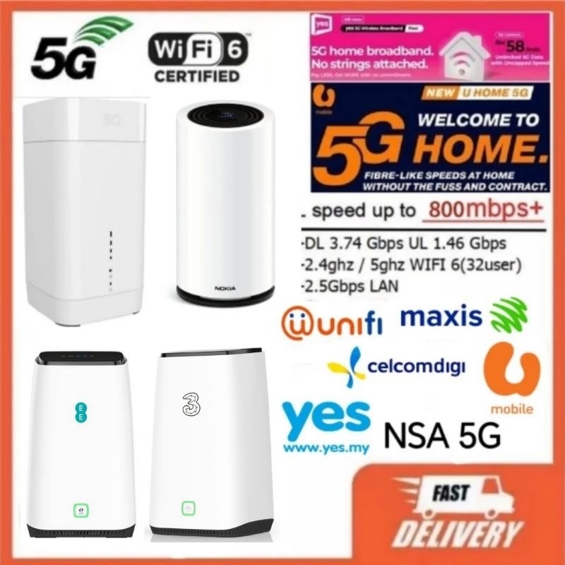 5G Umobile Yes NR5103E Fastmile 5866T Modem EE / 3UK Network Dual band ...