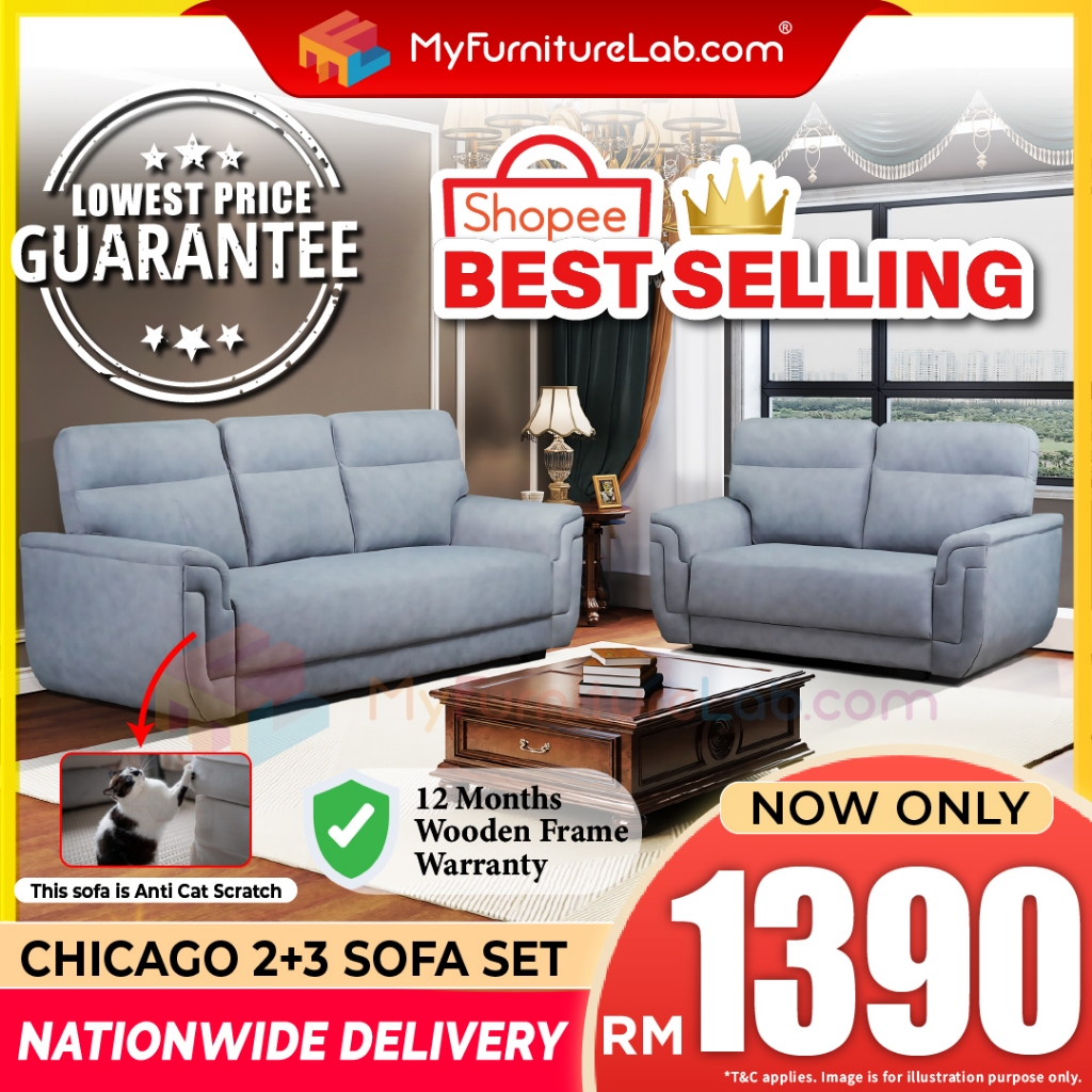 【READY STOCK】𝐌𝐘𝐅𝐔𝐑𝐍𝐈𝐓𝐔𝐑𝐄𝐋𝐀𝐁® CHICAGO 2+3 Sofa Set Fabric Sofa Set