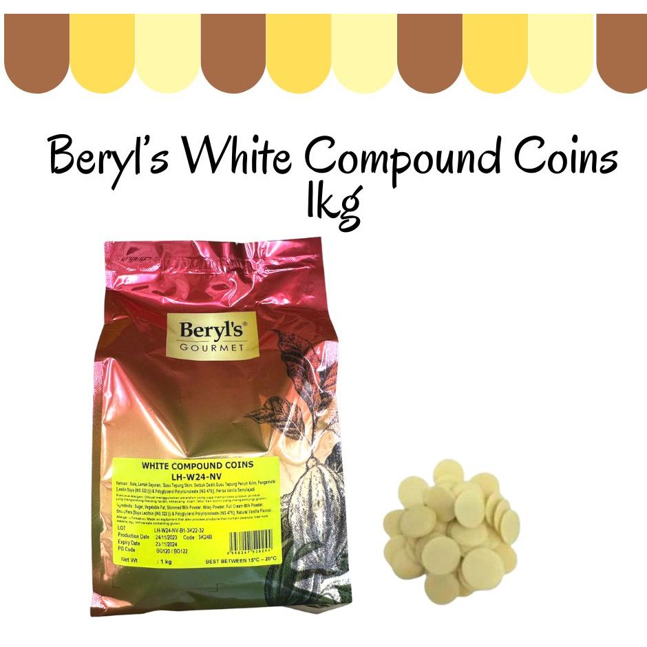 Beryls Chocolate White Compound Coins 1kg Shopee Malaysia