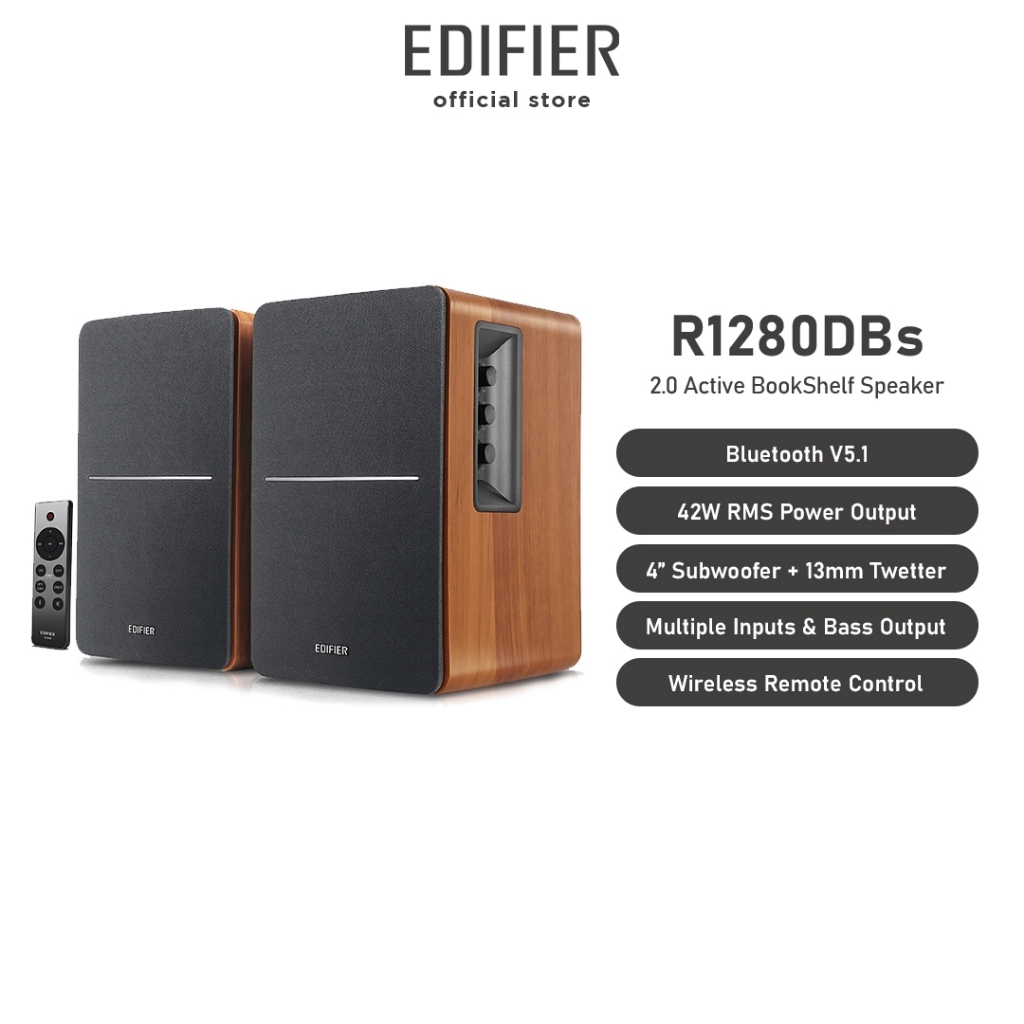 (Used) Edifier R1280DBs Bookshelf Speaker (Brown Color)(No Warranty ...