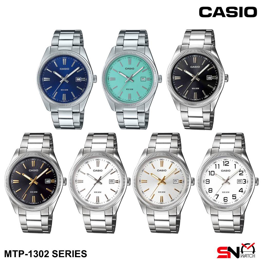 Casio MTP1302D MTP1302PD Date Display Fluted Bezel Quartz Analog
