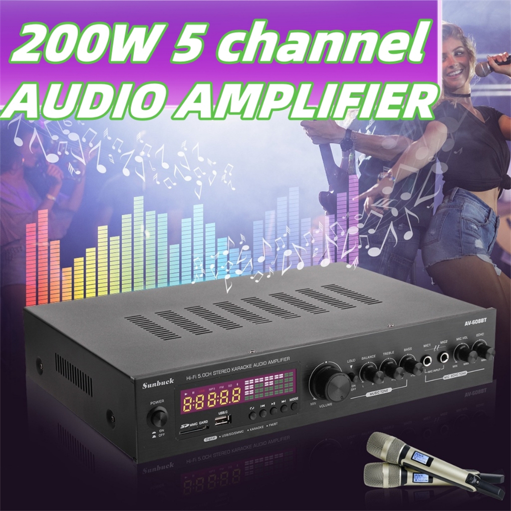 SUNBUCK AV608BT Audio Power Amplifier Home Theater 2000W Bluetooth 5