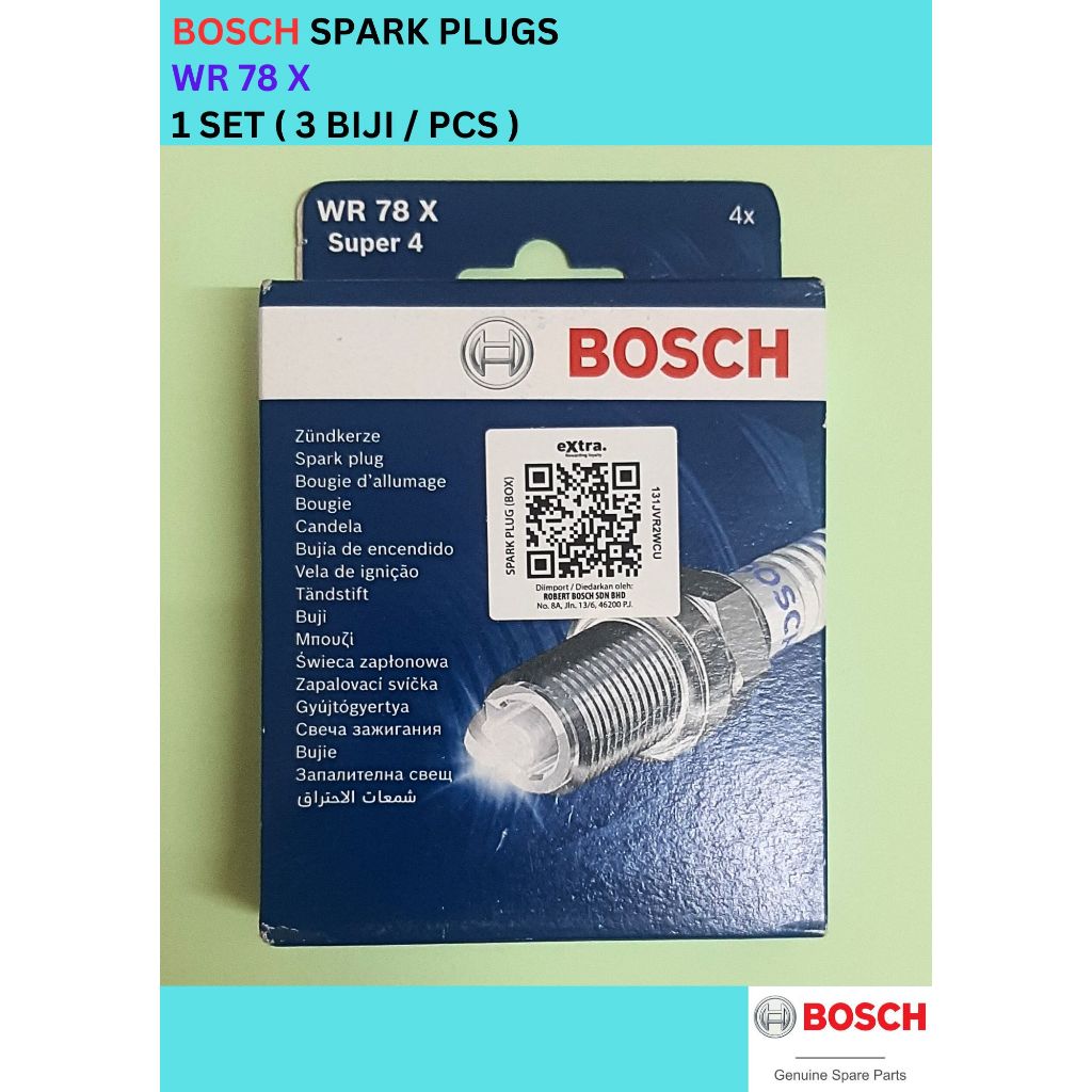 [ 1 SET = 3 PCS ] WR78X >>> 100% GENUINE BOSCH Super 4 Spark Plug ...