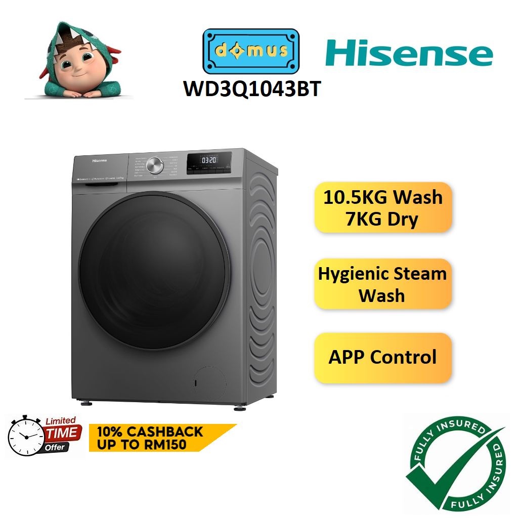 Hisense Washer Dryer 2 in 1 Washing Machine Front Load Combo Mesin