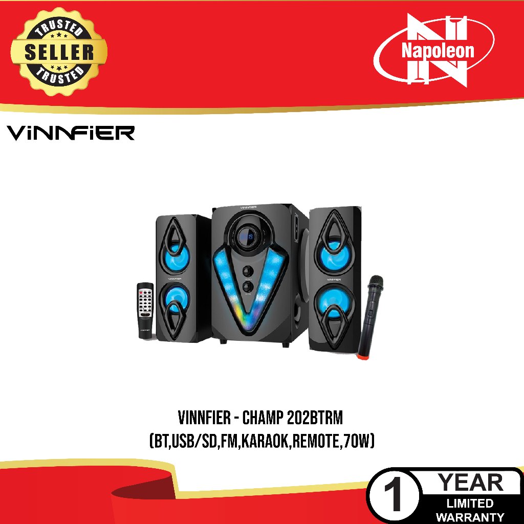 VINNFIER - CHAMP 202BTRM (BT,USB/SD,FM,KARAOK,REMOTE,70W) | Shopee Malaysia