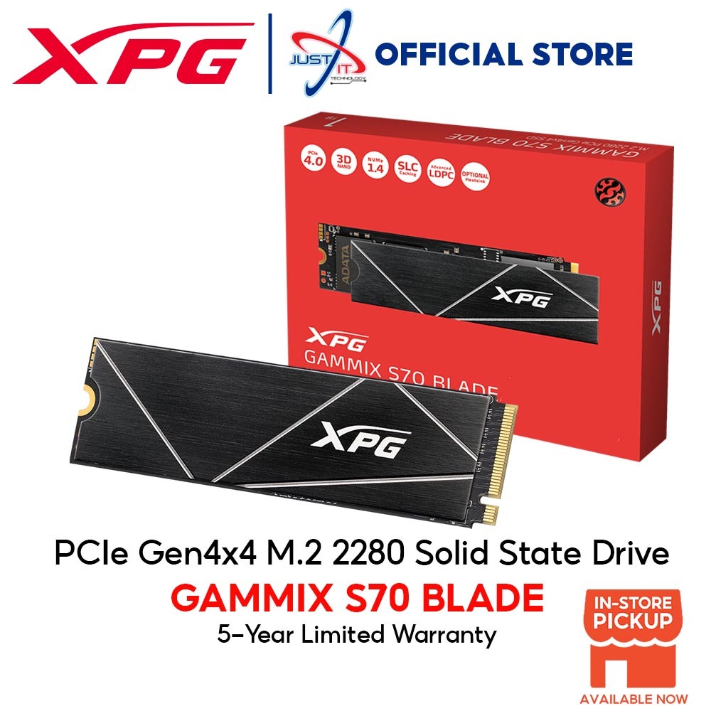 XPG GAMMIX S70 Blade: 1TB M.2 2280 NVMe 3D NAND PCIe Gen4 Gaming Internal  Solid State Drive | PS5 Compatible | Black SSD