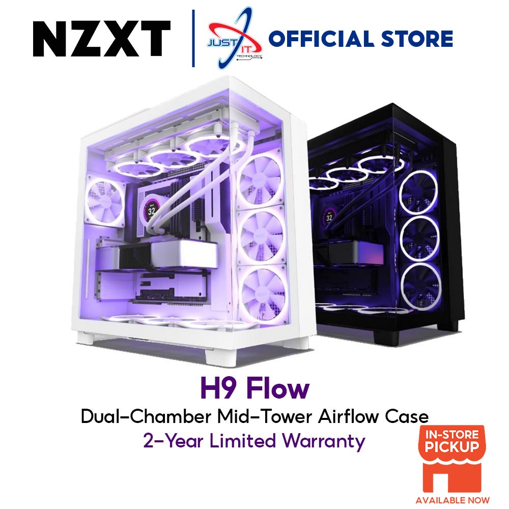 NZXT H9 FLOW Dual-Chamber Mid-Tower Airflow Case (Black / White)