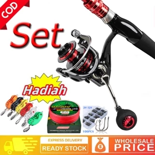 Sougayilang Power Handle Reel Pancing Joran Spinning Set,Carbon Fiber  Ultralight Rod and EVA Handle Fishing Reel Gear Ratio 5.2:1/4.7:1 1000-5000  Max Pull 10KG Fishing Set 1.8M Spinning set 1000